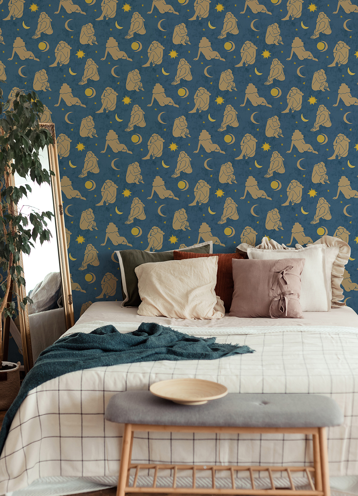 Ahs Dark Blue Nudes Novelty Peel And Stick Wallpaper By Nuwallpaper