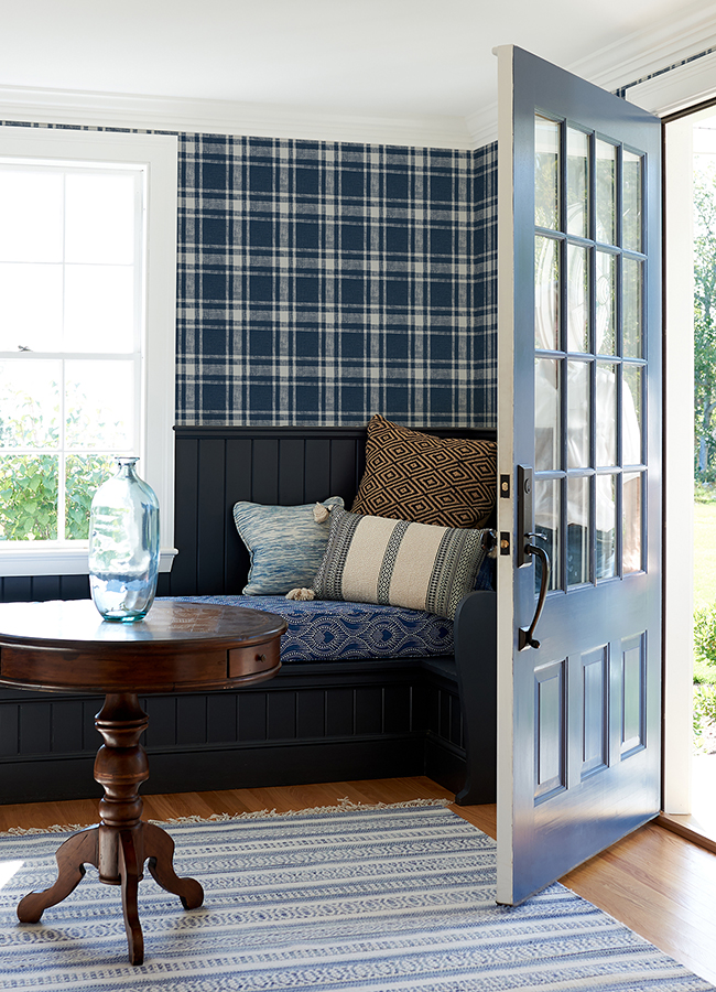 407270019 Antoine Dark Blue Flannel Wallpaper by Chesapeake