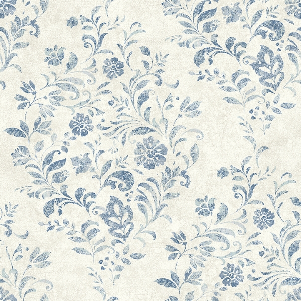Picture of Isidore Blue Scroll Wallpaper