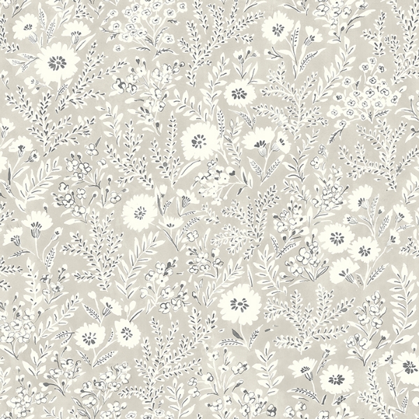 Picture of Agathon Taupe Floral Wallpaper