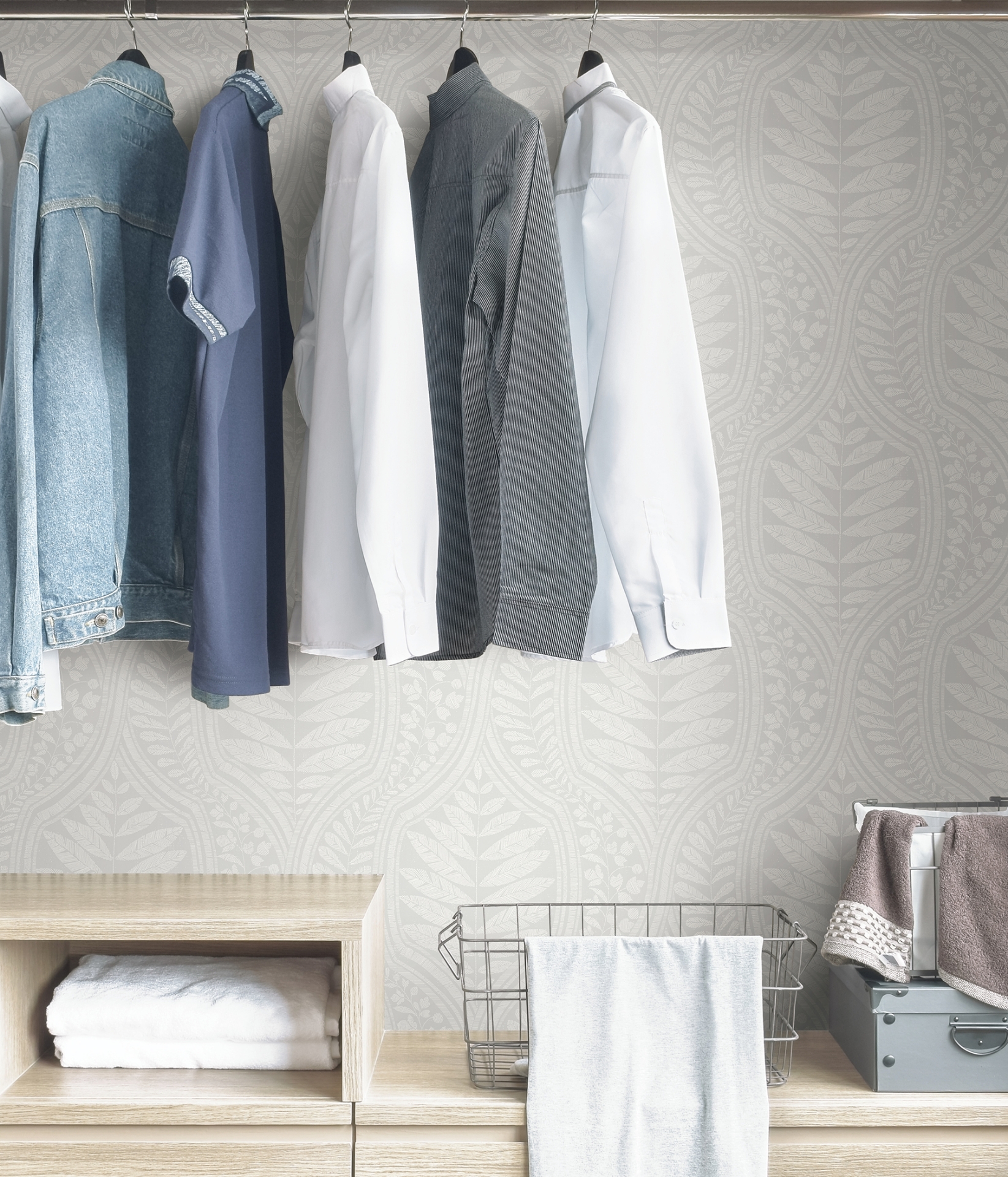 SLS3982 Grey Foliate Peel and Stick Wallpaper by Scott Living