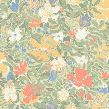 Picture of Midsommar Sage Floral Medley Wallpaper