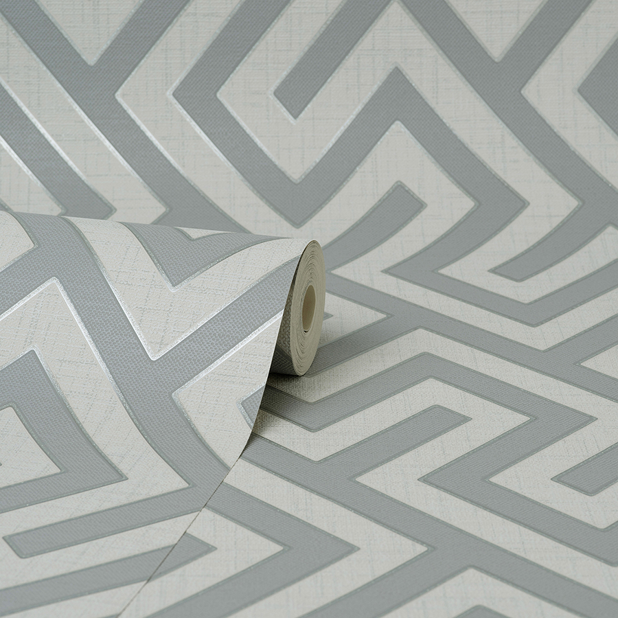 FD43071 Meander Light Grey Geo Wallpaper by Fine Décor