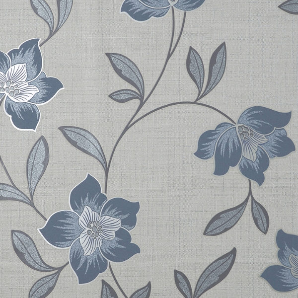Picture of Larson Blue Floral Wallpaper