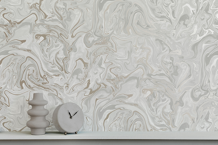 FD43056 - Suave Light Grey Marble Wallpaper - by Fine Décor