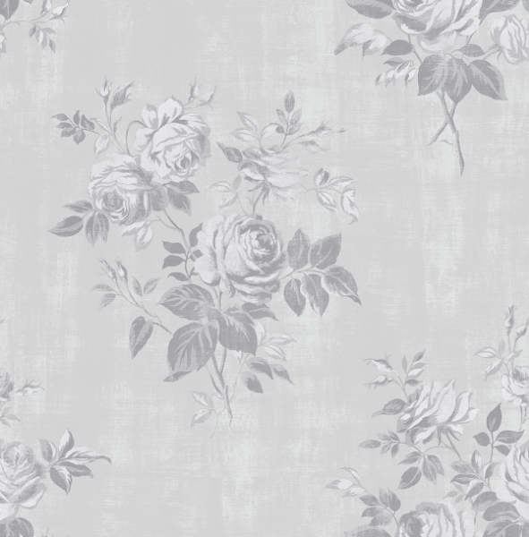 Picture of Grey Rosecliff Flower Peel and Stick Wallpaper