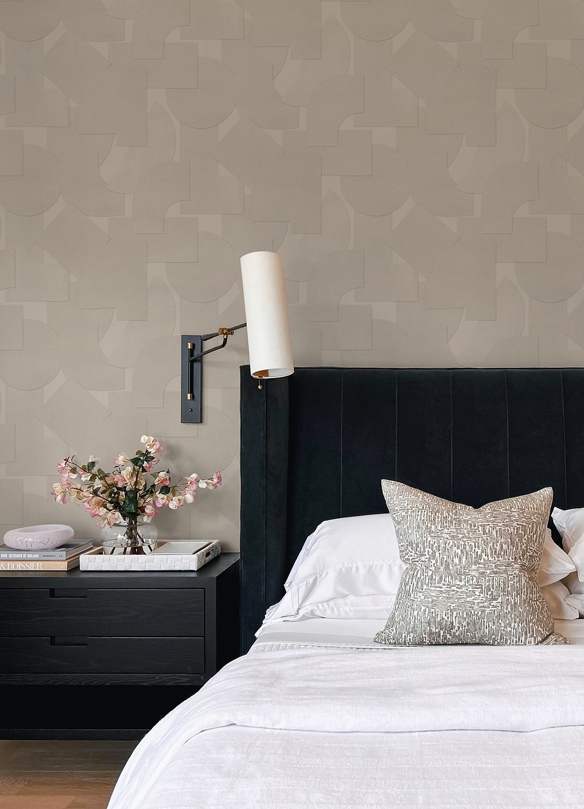 ATS4747 Taupe Bas Geometric Peel and Stick Wallpaper by Ashley