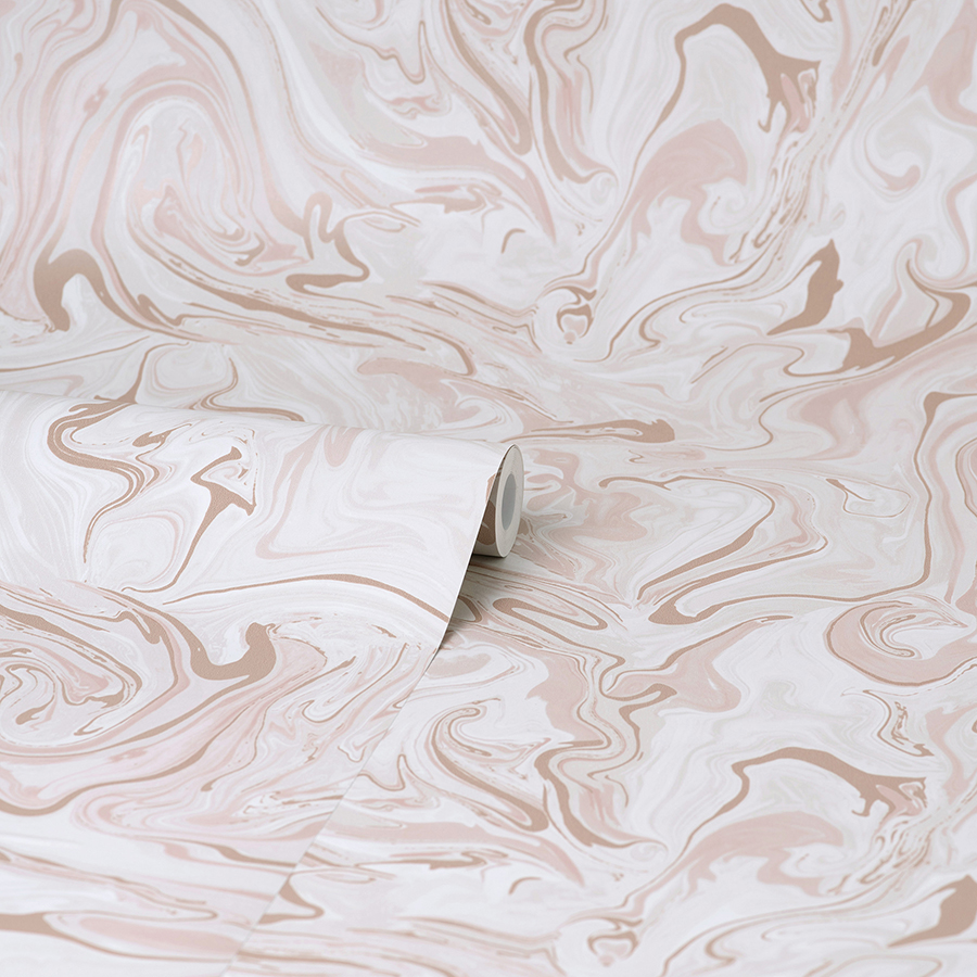 NHS4770 Blush Marble Swirl Peel and Stick Wallpaper by InHome