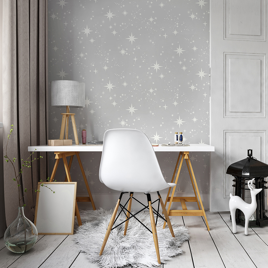 NHS4774 - Grey Scattered Stars Peel and Stick Wallpaper - by InHome