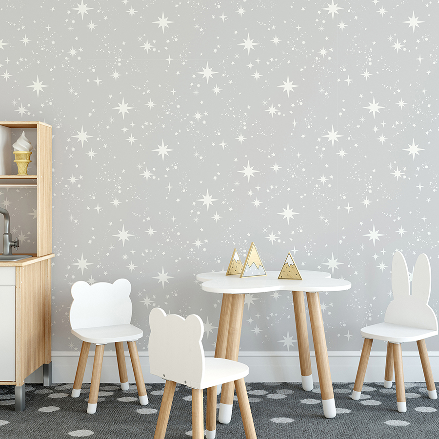 NHS4774 - Grey Scattered Stars Peel and Stick Wallpaper - by InHome