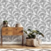 Picture of Black Linear Leaves Peel and Stick Wallpaper