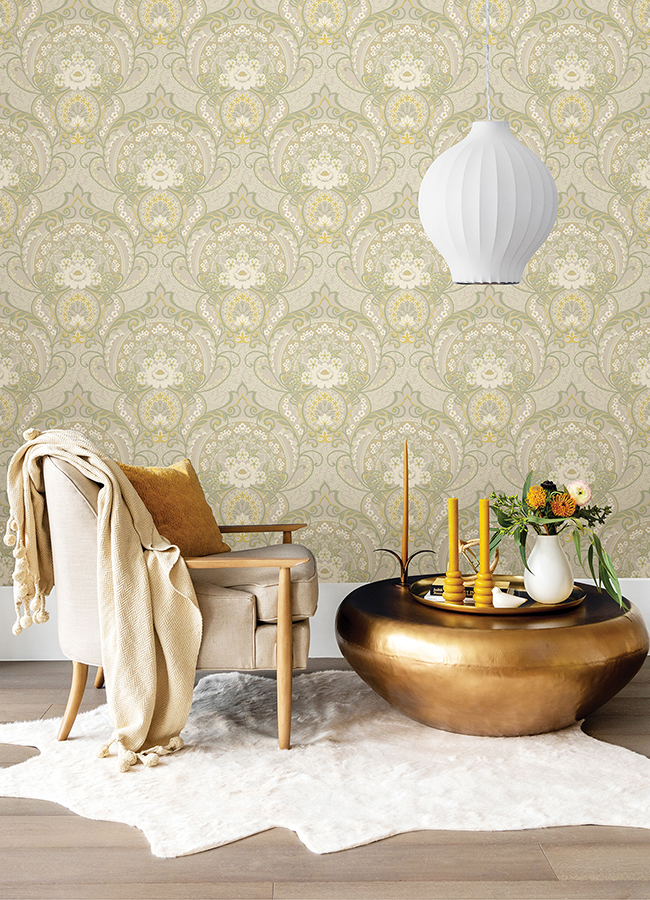316010 Nasrin Light Grey Damask Wallpaper by Eijffinger