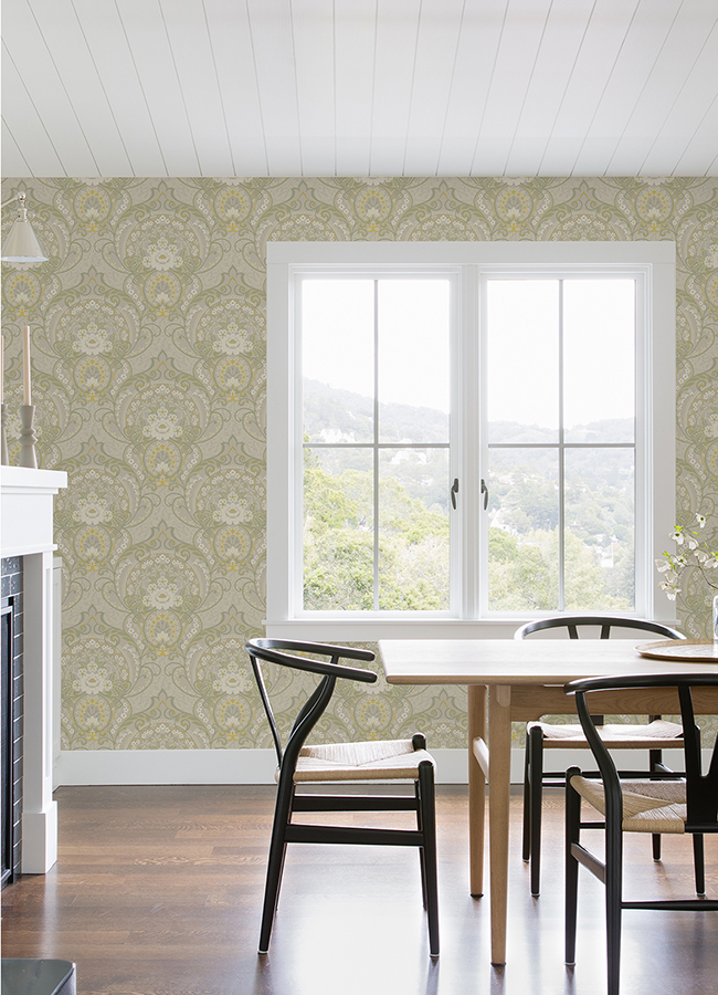 316010 - Nasrin Light Grey Damask Wallpaper - By Eijffinger