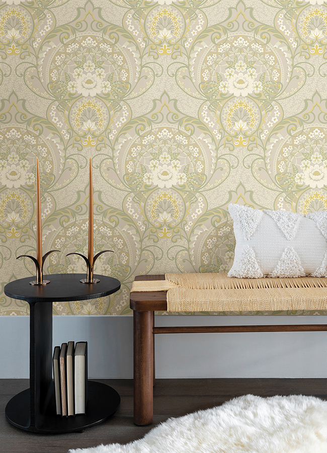 316010 Nasrin Light Grey Damask Wallpaper by Eijffinger