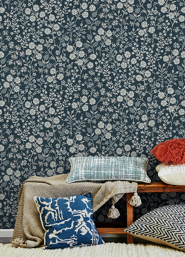 316047 - Liana Indigo Trail Wallpaper - by Eijffinger