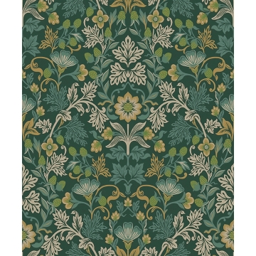Picture of Lila Teal Strawberry Floral Wallpaper
