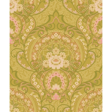 Picture of Nasrin Chartreuse Damask Wallpaper