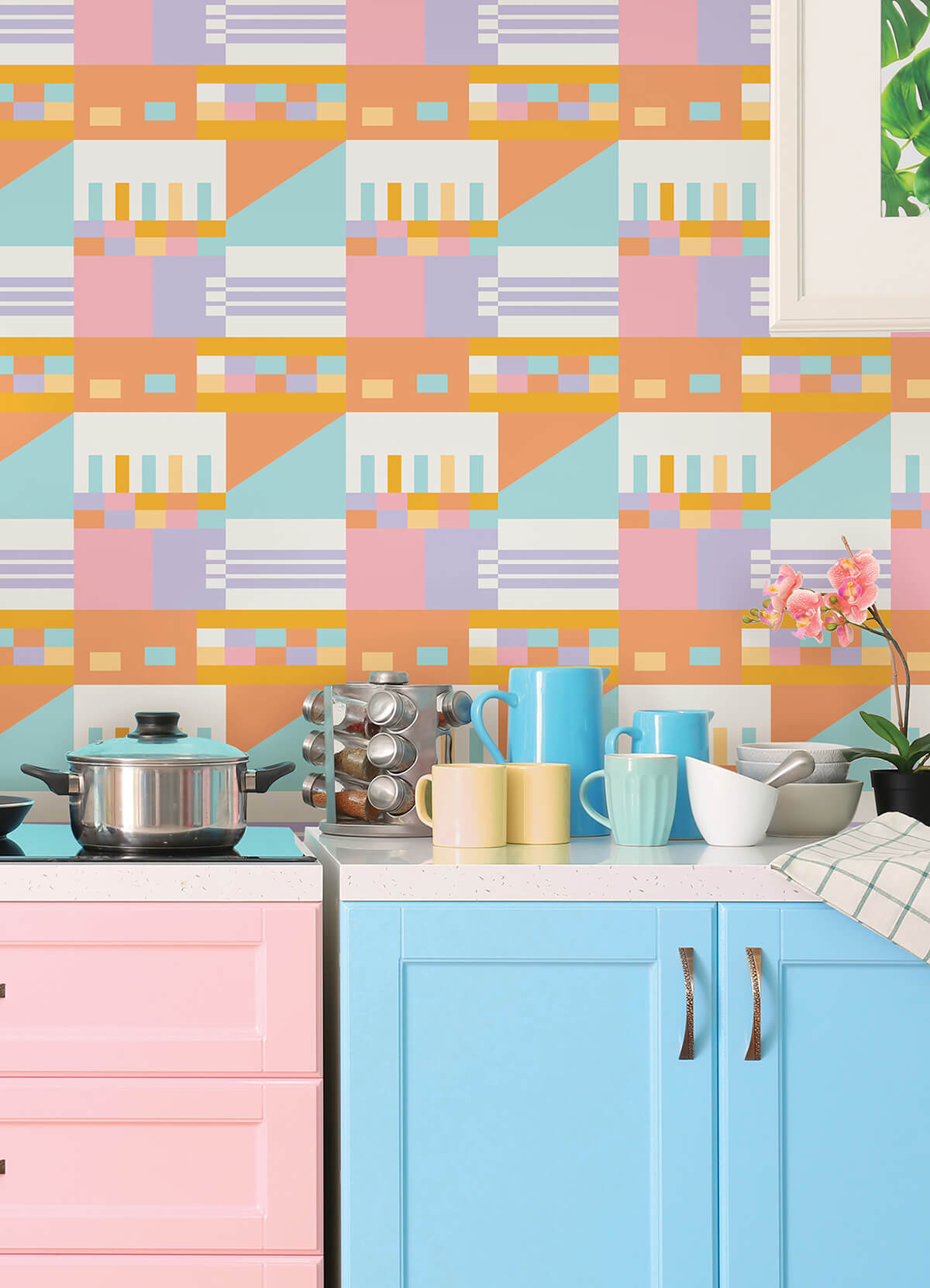 AES4794 Multi Warm Kiki Shapes Peel and Stick Wallpaper by Aelfie x