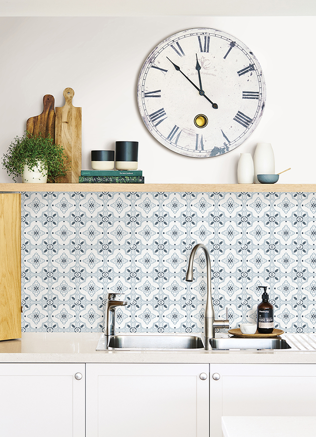Picture Idea: Wpbs4641 Clover Blue Embossed Peel And Stick Backsplash Tiles