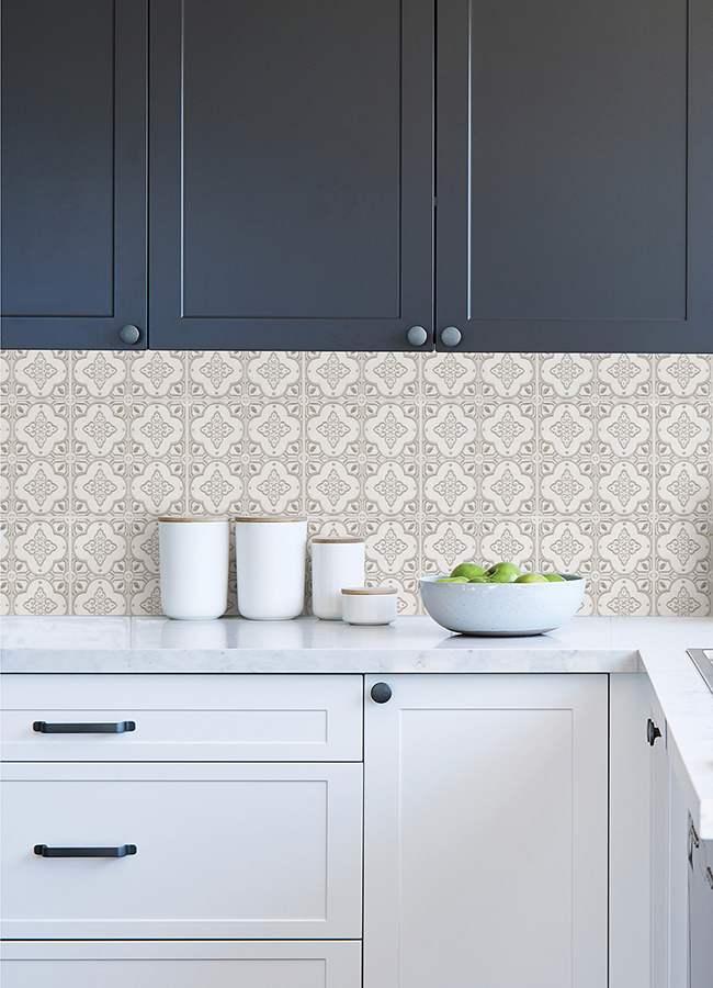 Wpbs4642 - Clover Taupe Embossed Peel And Stick Backsplash Tiles - By 