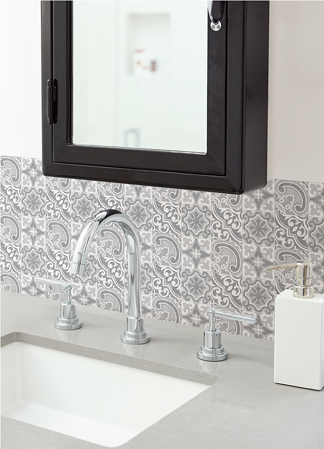 WPBS4644 Holly Grey Embossed Peel and Stick Backsplash Tiles by