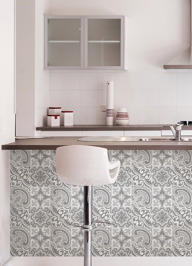 WPBS4644 Holly Grey Embossed Peel and Stick Backsplash Tiles by