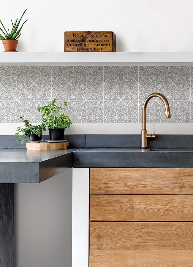 Wpbs Dawson Grey Embossed Peel And Stick Backsplash Tiles By