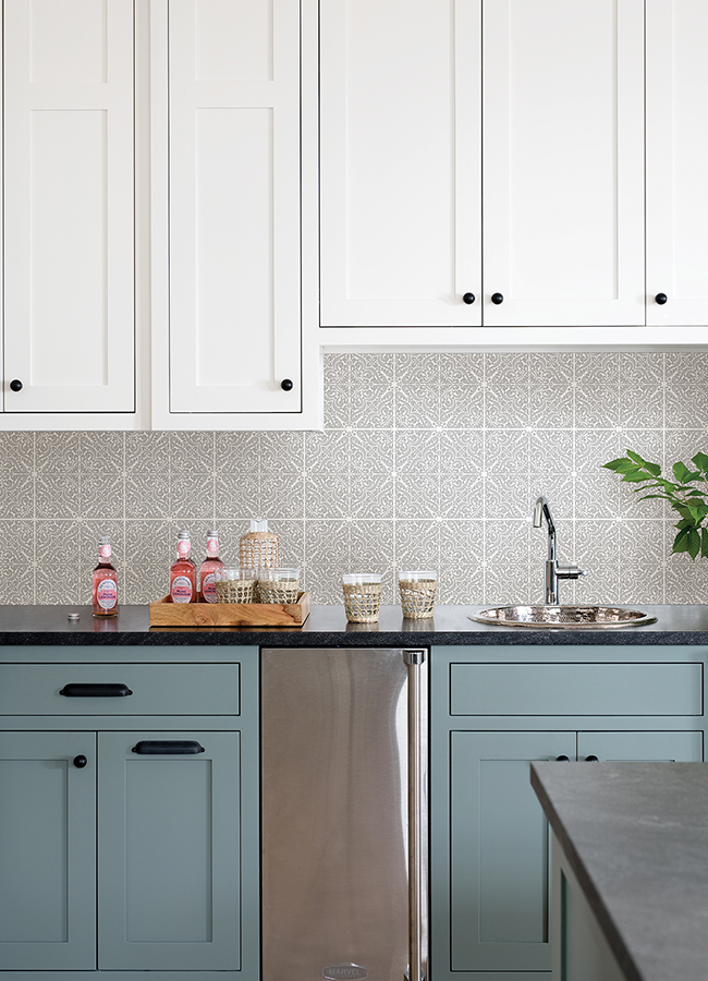 WPBS4648 Dawson Grey Embossed Peel and Stick Backsplash Tiles by