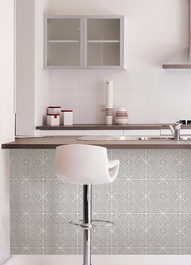 WPBS4648 Dawson Grey Embossed Peel and Stick Backsplash Tiles by
