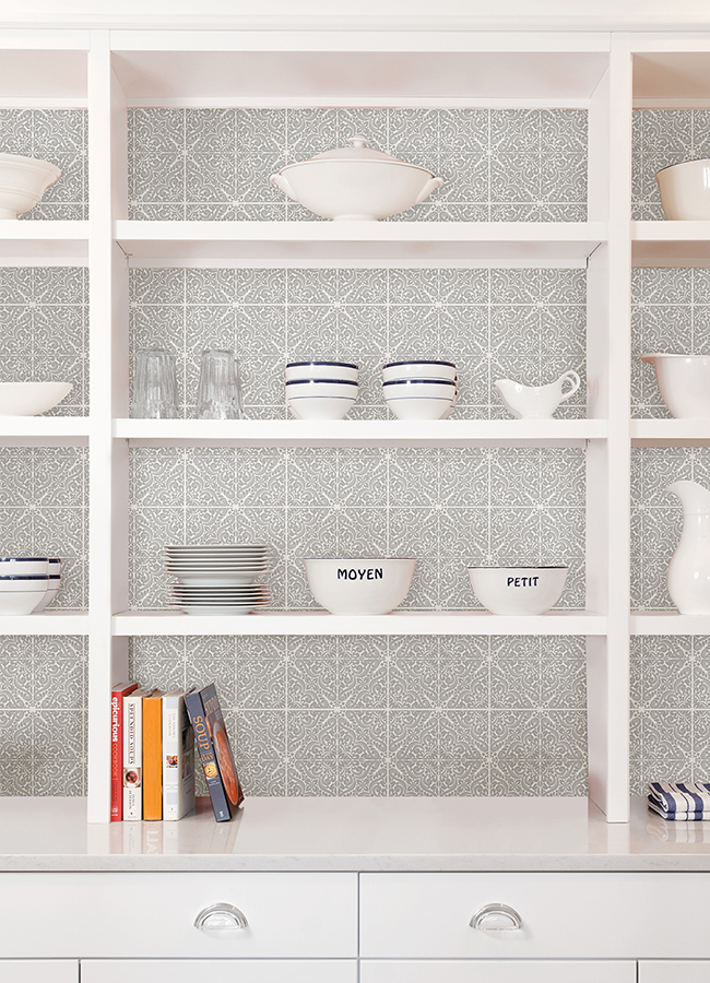 WPBS4648 Dawson Grey Embossed Peel and Stick Backsplash Tiles by