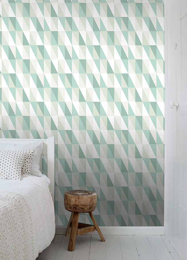 4060-138920 - Inez Teal Geometric Wallpaper - by Chesapeake