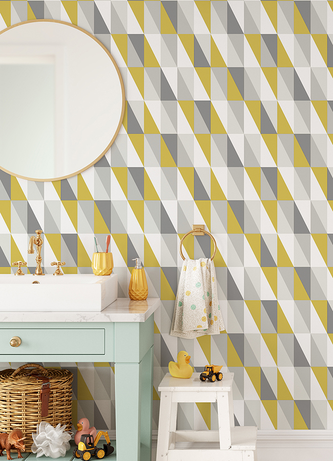 4060-138921 - Inez Mustard Geometric Wallpaper - by Chesapeake