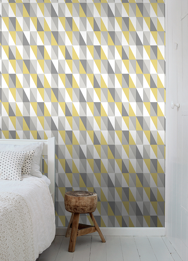 4060-138921 - Inez Mustard Geometric Wallpaper - by Chesapeake