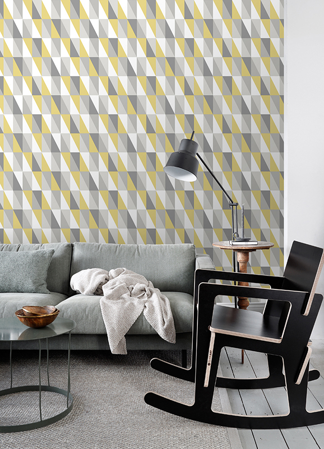 4060-138921 - Inez Mustard Geometric Wallpaper - by Chesapeake