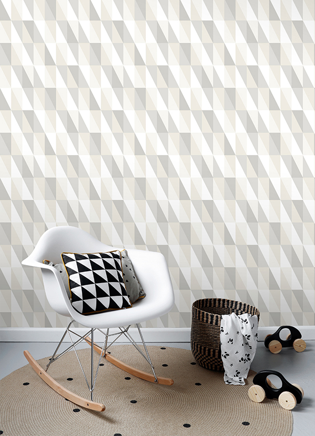 4060-138922 - Inez Neutral Geometric Wallpaper - by Chesapeake