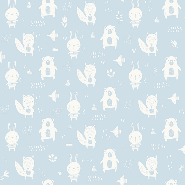 Picture of Bitsy Sky Blue Woodland Wallpaper