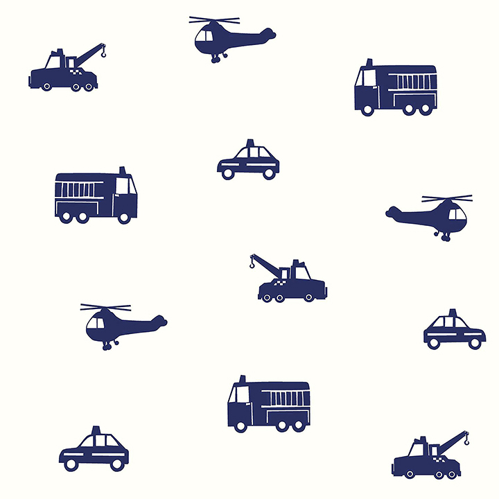 4060-137321 - Briony Navy Vehicles Wallpaper - by Chesapeake