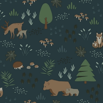 Picture of Finola Dark Blue Bears Wallpaper