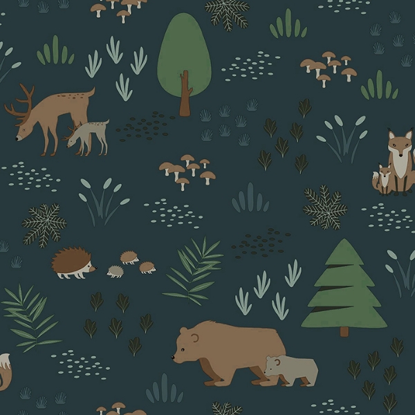 Picture of Finola Dark Blue Bears Wallpaper