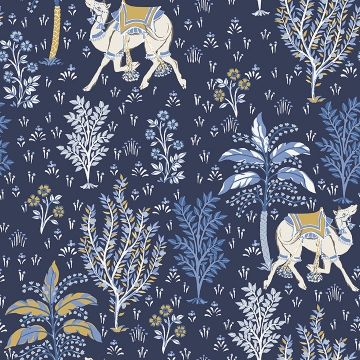 Picture of Navy Camel's Courtyard Peel and Stick Wallpaper