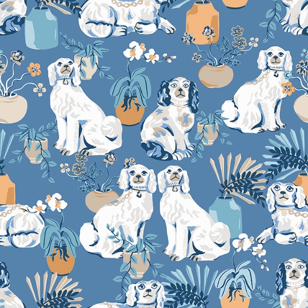 Picture of Cerulean Good Dog Peel and Stick Wallpaper