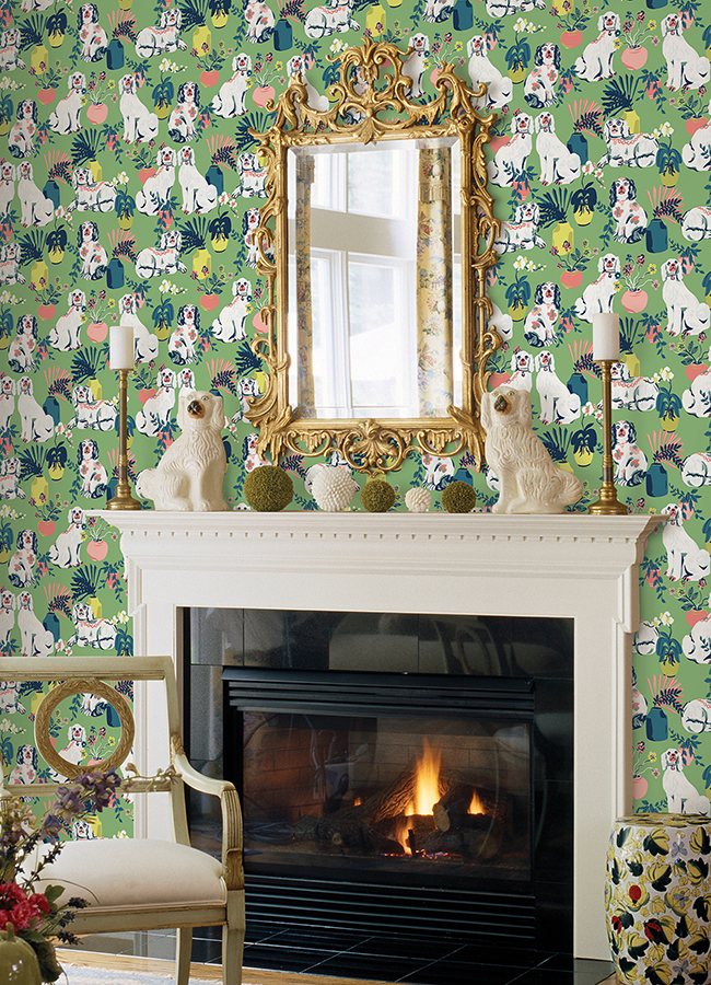 PFS4811 - Jade Good Dog Peel and Stick Wallpaper - by PrintFresh x