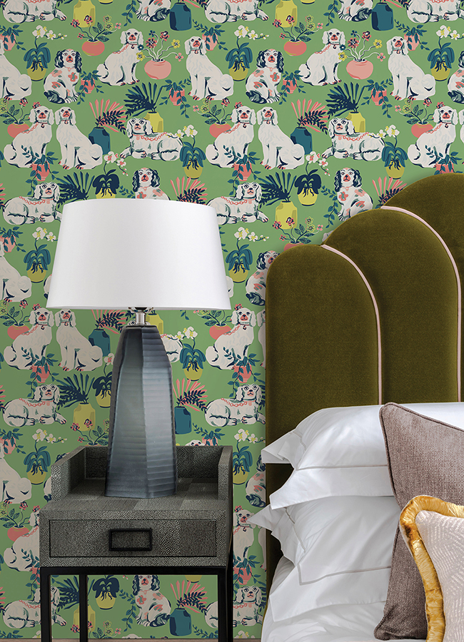 PFS4811 - Jade Good Dog Peel and Stick Wallpaper - by PrintFresh x