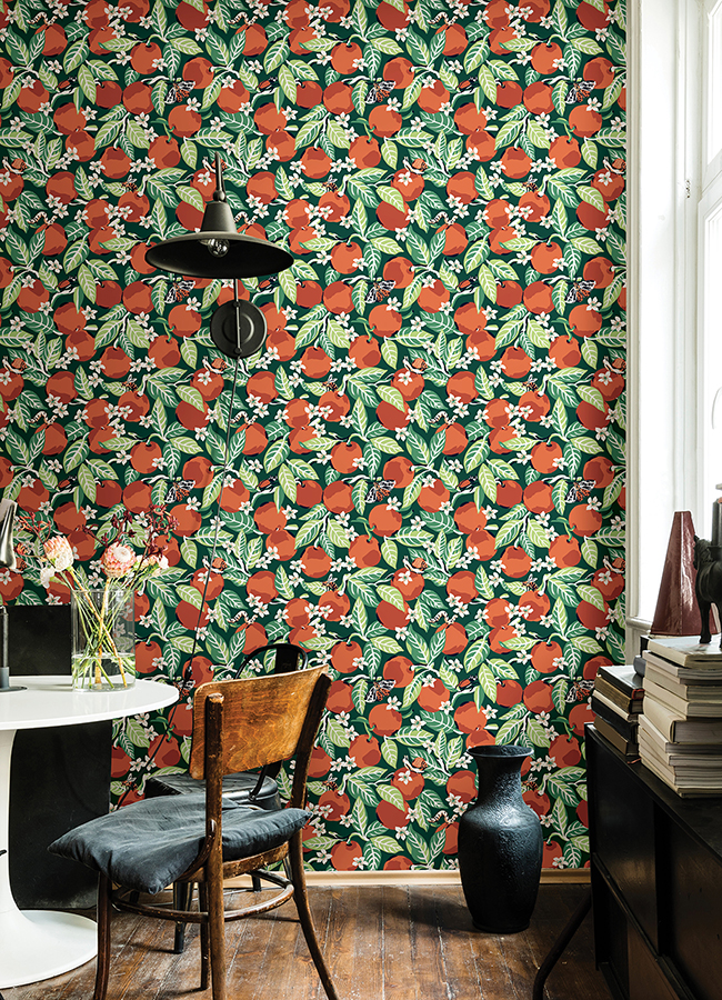 PFS4816 Juniper Orange Grove Peel and Stick Wallpaper by PrintFresh x NuWallpaper
