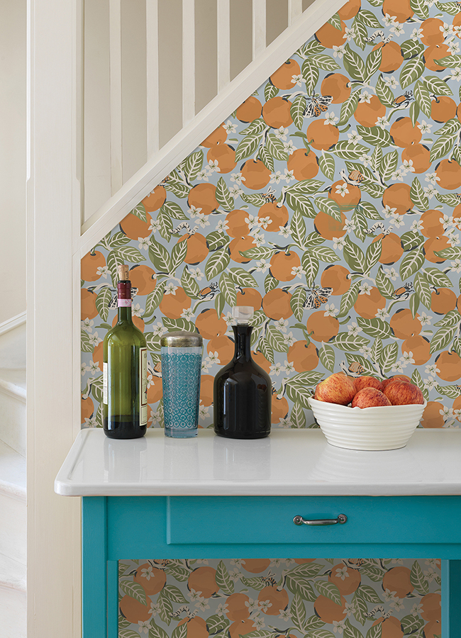 PFS4818 - Sky Blue Orange Grove Peel and Stick Wallpaper - by