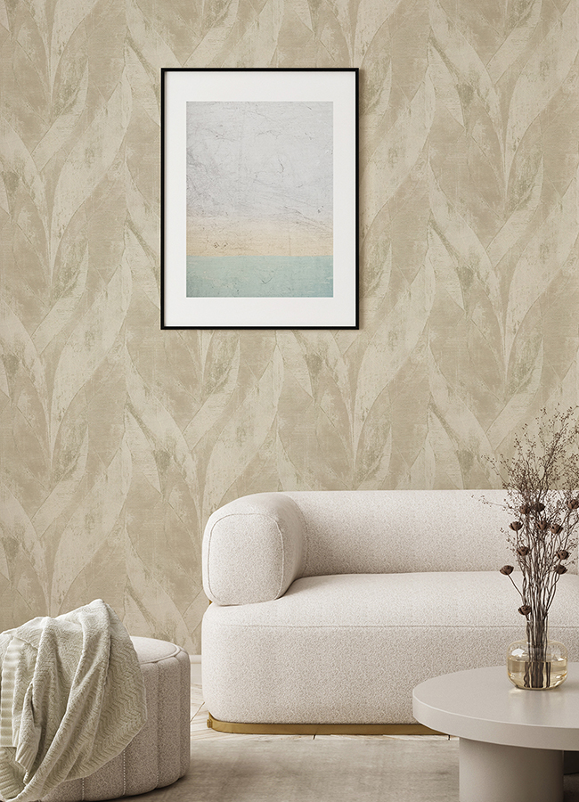 4096520033 Blake Light Grey Leaf Wallpaper by Advantage