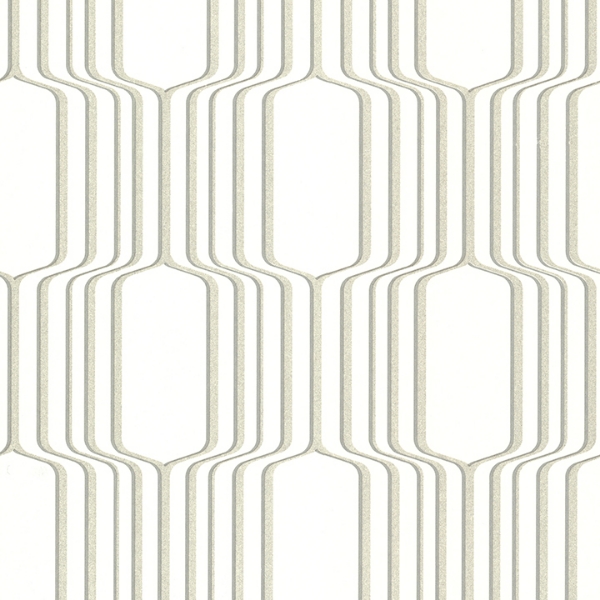 Picture of Vina White Square Ogee Wallpaper