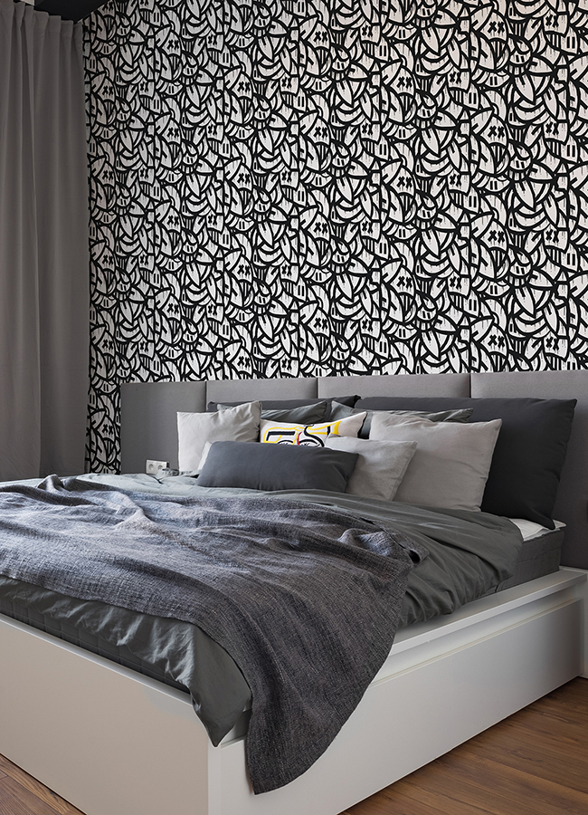 AAS4878 Black Bold Arrangements Peel and Stick Wallpaper by NuWallpaper
