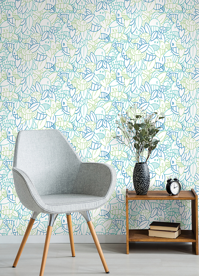 AAS4882 - Multi Cool Floral Sequence Peel and Stick Wallpaper - by