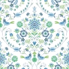 Picture of Britt Sapphire Embroidered Damask Wallpaper